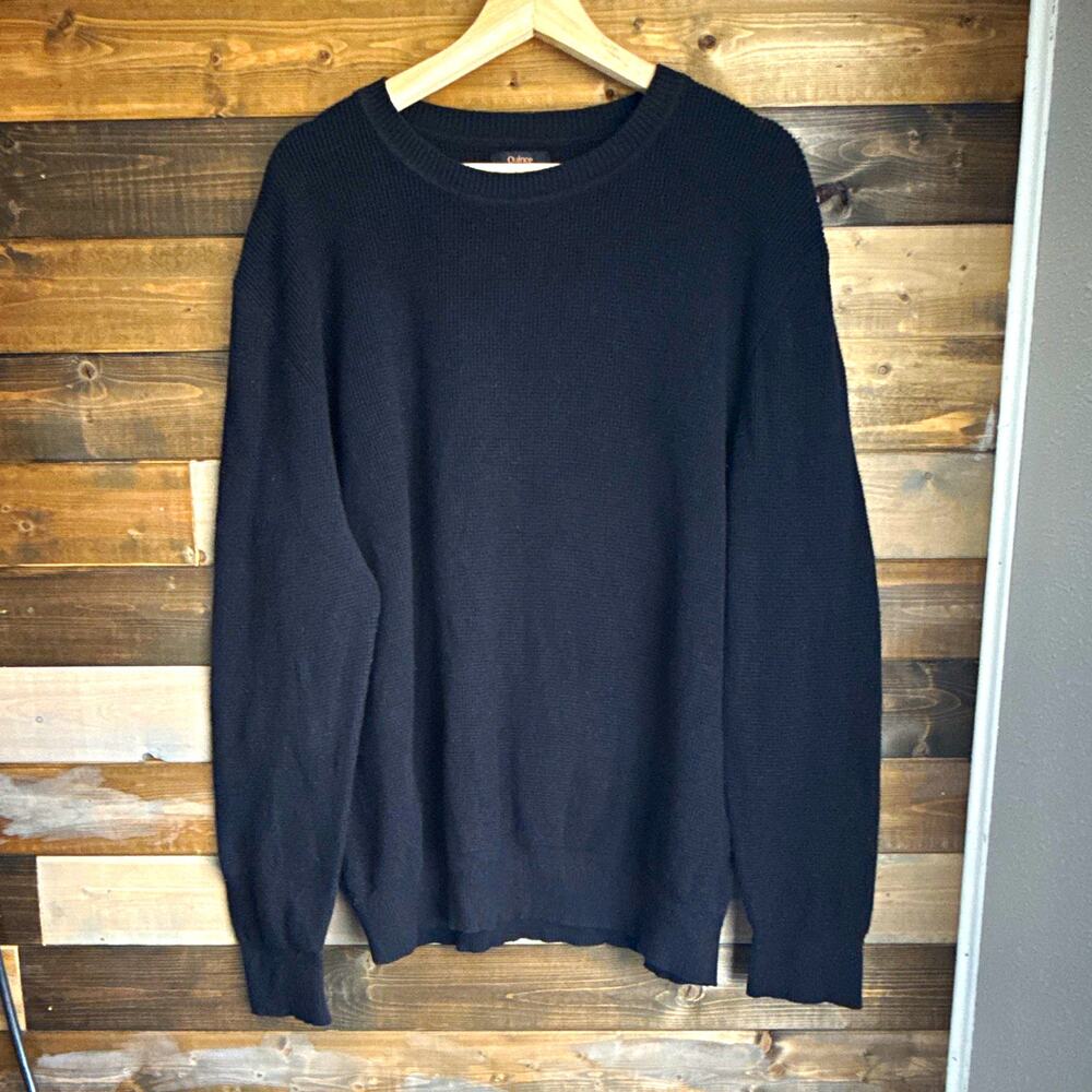 Quince Men's XXL Black Waffle Knit Crewneck Sweater Organic Cotton Cashmere